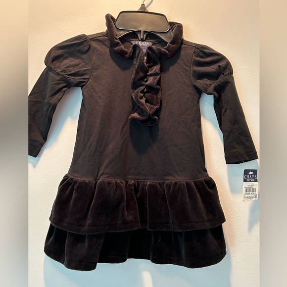 Baby girl dress, Black, ruffled velvet, NWT, Chaps, - Picture 1 of 2